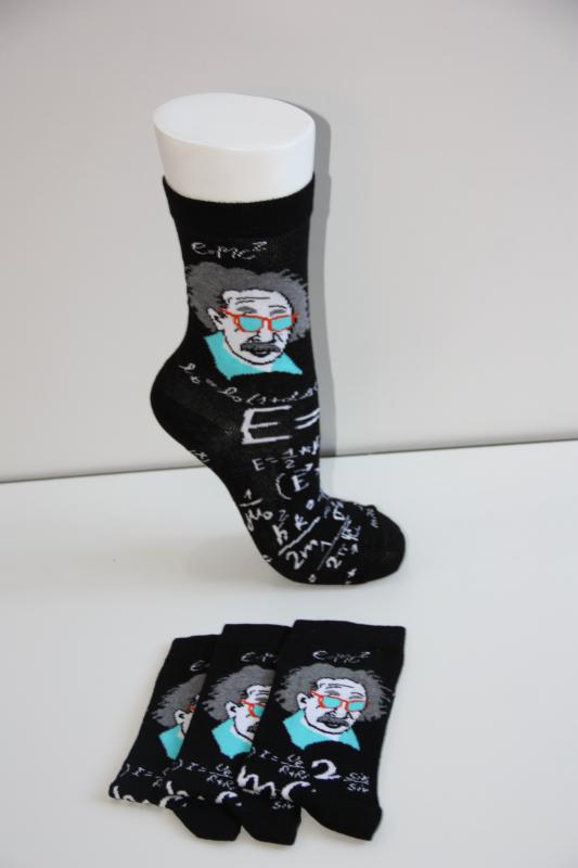Erkek 3’Lü Einstein Desenli Soket Çorap